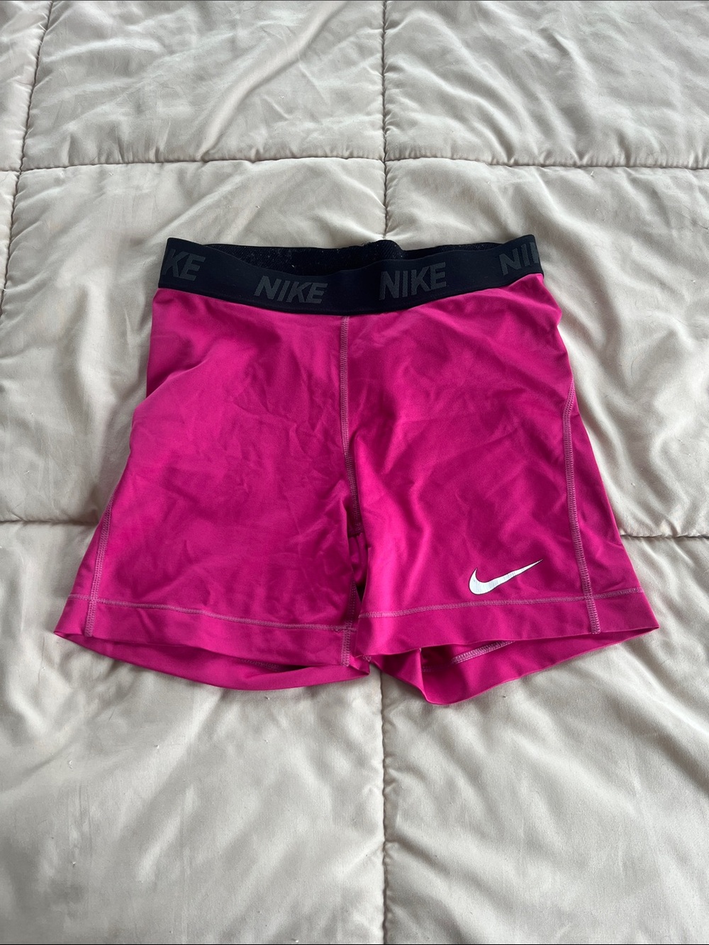 Nike Women's Magenta Bike Shorts with Black Waistband